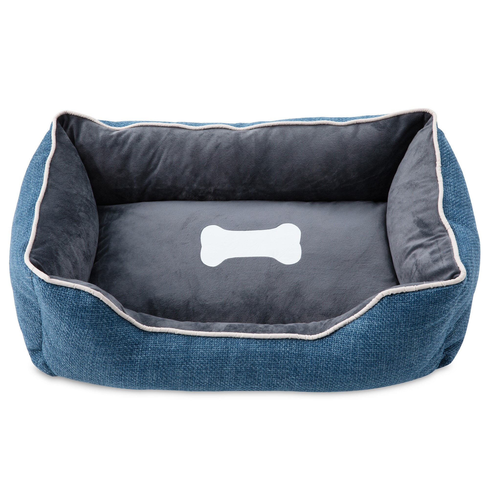 Small Dog Bed Plush Anti-slip Cat Bed Washable Cover Blue_voghion.com